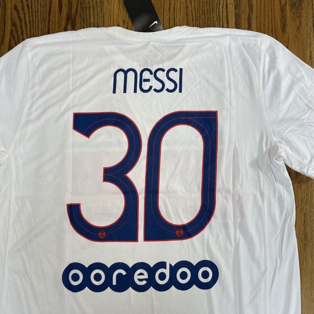 New Nike Messi Paris PSG Argentina Men's T-Shirt Jersey Size XL White World Cup - Picture 4 of 5